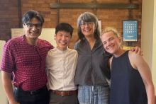 Jey Saung with dissertation committee members Chandan Reddy, Sasha Su-Ling Welland, and Amanda Swarr.