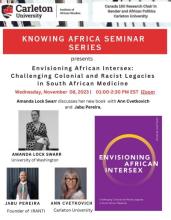 Flyer for Knowing Africa event with Amanda Lock Swarr