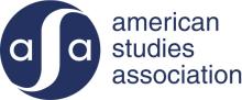 American Studies Association logo, a blue circle with two small caps letter a with a swirly s in the middle