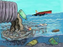 Illustration of Toxic Waste Being Dumped into Waterway