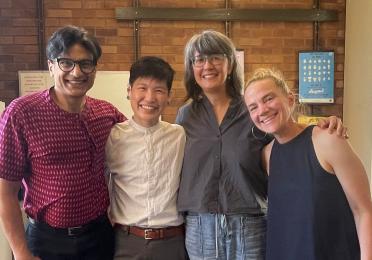 Jey Saung with dissertation committee members Chandan Reddy, Sasha Su-Ling Welland, and Amanda Swarr.