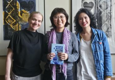 Dr. Chi-ming Yang standing with GWSS Chair Amanda Swarr and Linh Thủy Nguyễn from American Ethnic Studies following her talk at the University of Washington.