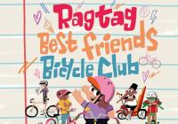 Colorful illustrated cover of Ragtag Best Friends Bicycle Club, showing a diverse group of kids joyfully riding bikes together on a notebook-style background.