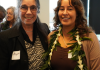 Retired professor Angela Ginorio standing next to GWSS Alumni Award recipient Martina Kartman. Martina is holding the Alumni Award plaque in her hands.  