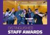 Two photos with people holding photo props within a purple banner reading "Distinguished Staff Awards 2026"