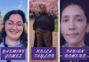 A collage with a purple 'I AM FIRST GEN' graphic on the left and photos of three individuals on the right, each labeled with their name: Yasmine Gomez, Keila Taylor, and Fabian Romero.